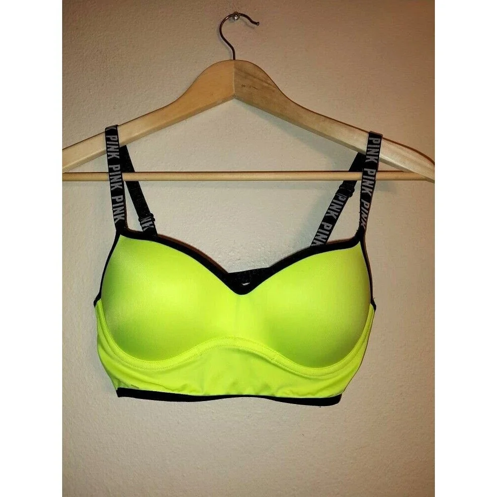 Women's PINK Victoria's Secret Ultimate Yellow Volt Push Bra Bralette Size S